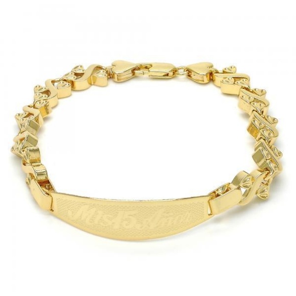 Gold Plated ID Bracelet, Heart Design - Picture 3 of 4